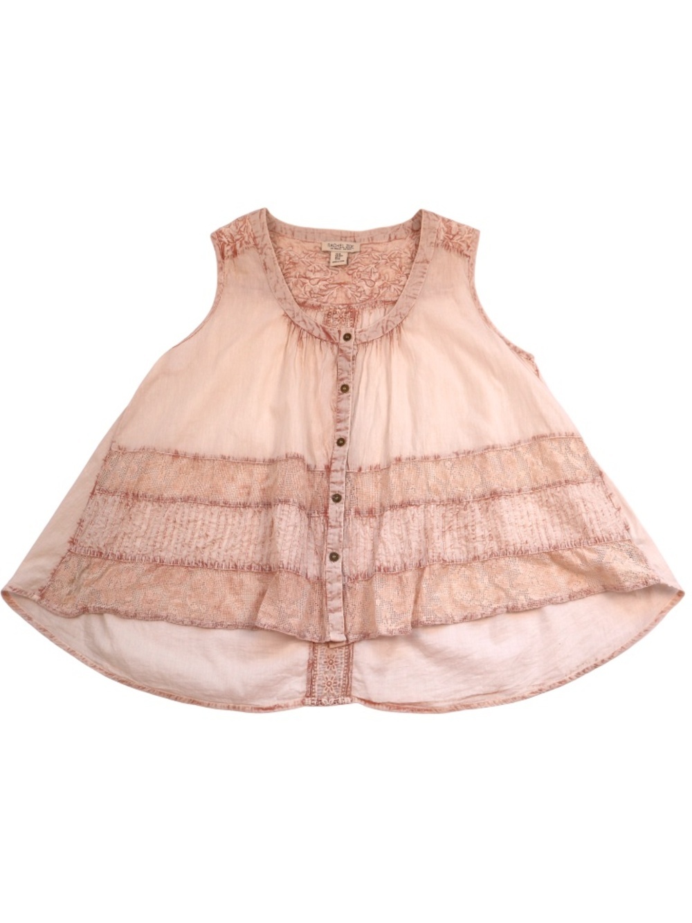 Rachel Zoe Blush High-Low Boho Top Size M Flowy Feminine Chic